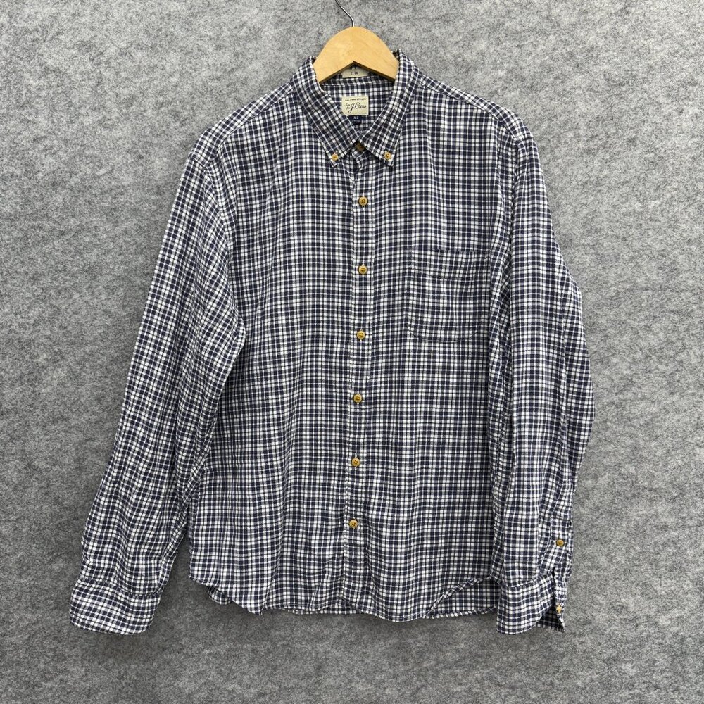 J.Crew Men's Button Down Shirt, Slim Fit, 100% Cotton, Blue Checker, Size XL